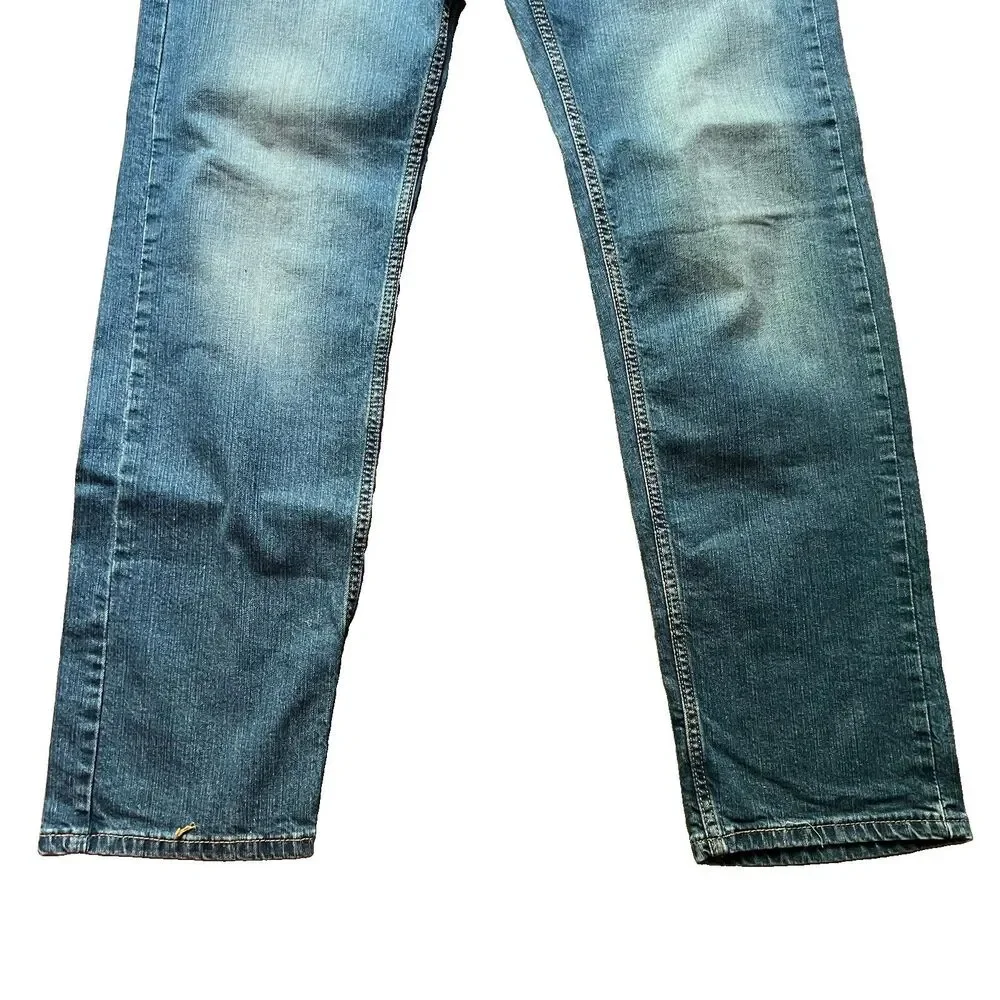 Levi's 505 Medium Wash Regular Fit Straight Leg Denim Blue Jeans Men's 36x34